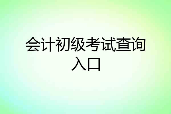 会计初级考试查询入口