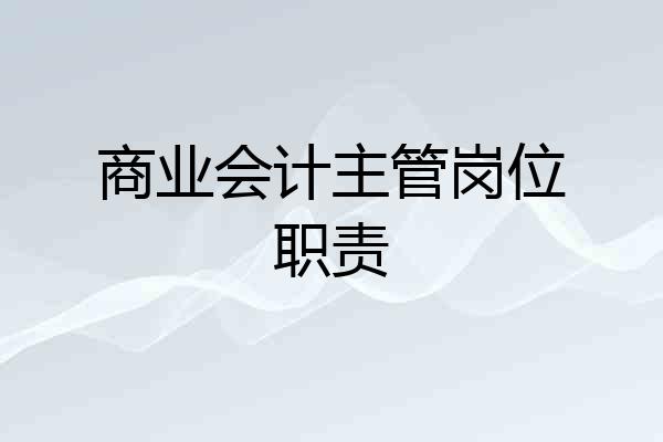 商业会计主管岗位职责