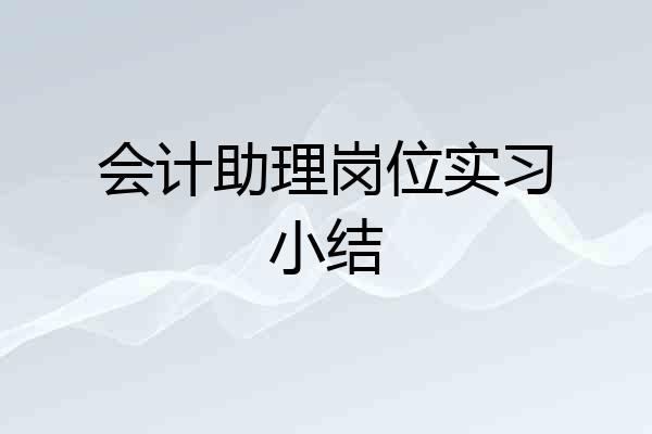 会计助理岗位实习小结