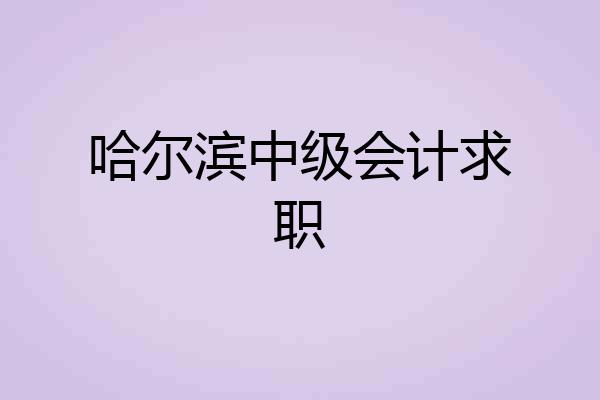 哈尔滨中级会计求职