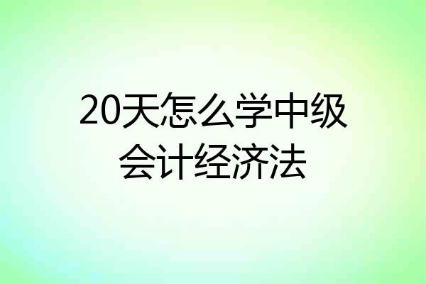20天怎么学中级会计经济法