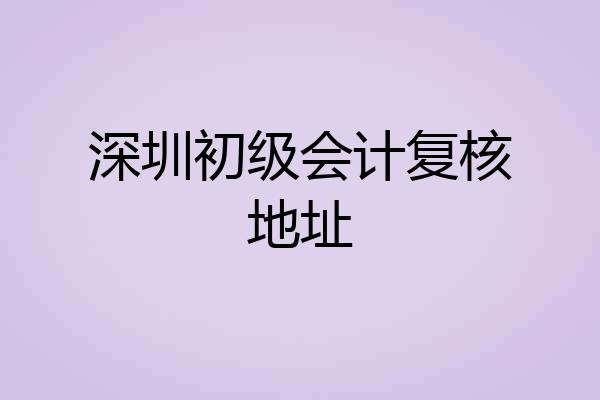 深圳初级会计复核地址