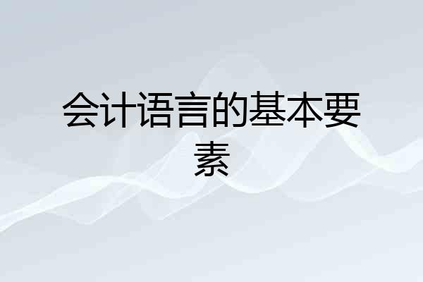 会计语言的基本要素