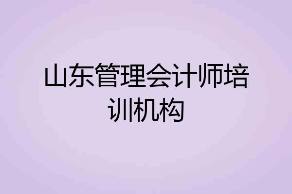 山东管理会计师培训机构