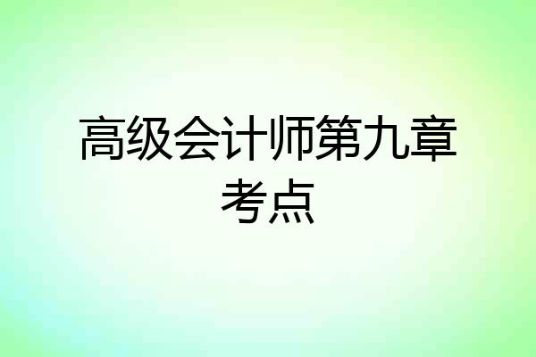 高级会计师第九章考点
