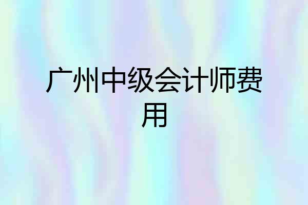 广州中级会计师费用