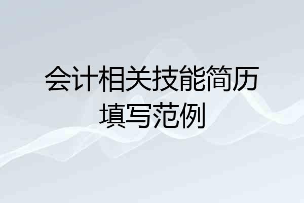 会计相关技能简历填写范例
