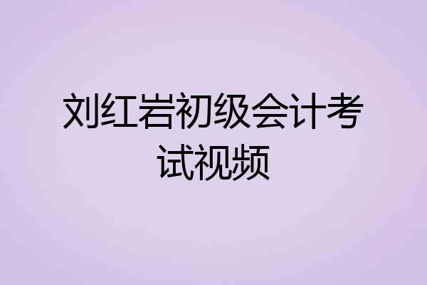 刘红岩初级会计考试视频