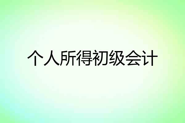 个人所得初级会计