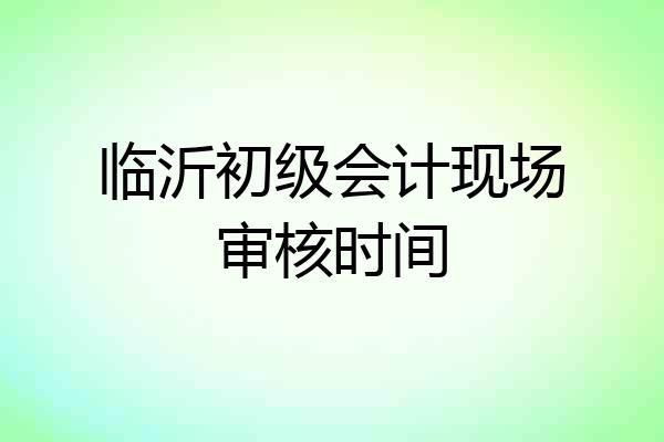 临沂初级会计现场审核时间