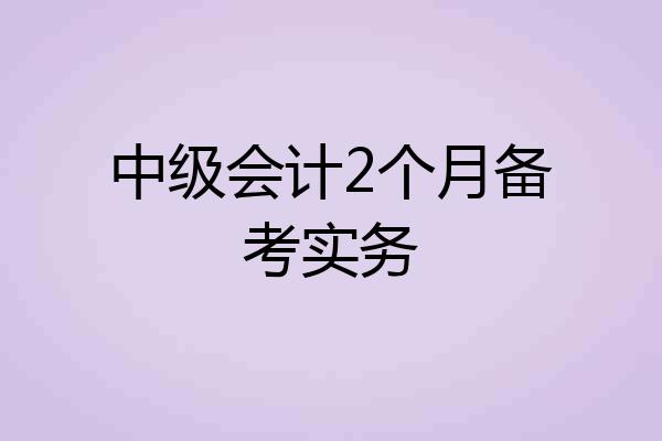 中级会计2个月备考实务