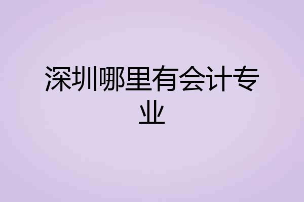 深圳哪里有会计专业