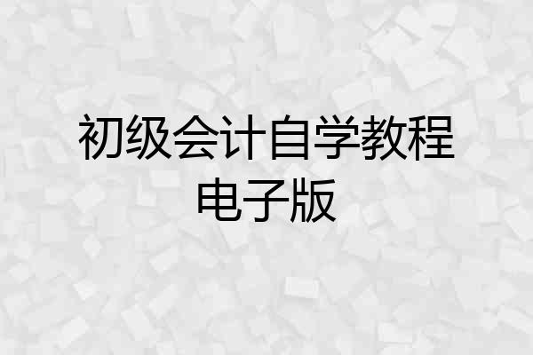 初级会计自学教程电子版