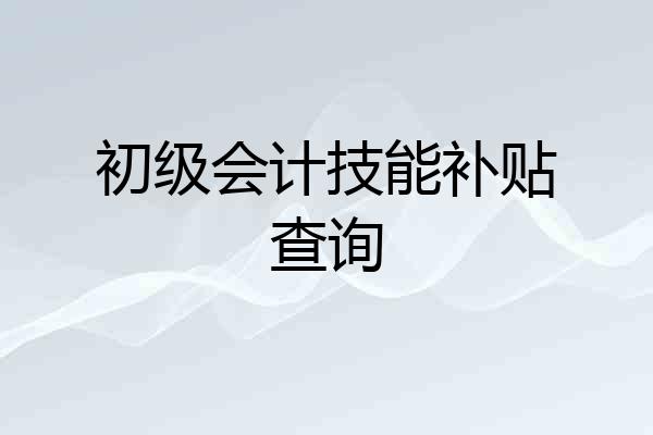 初级会计技能补贴查询