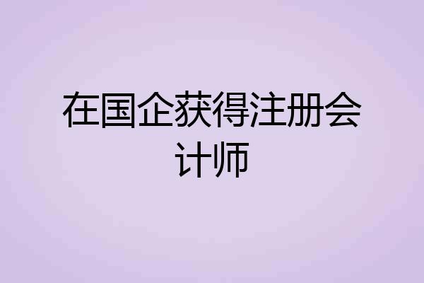 在国企获得注册会计师