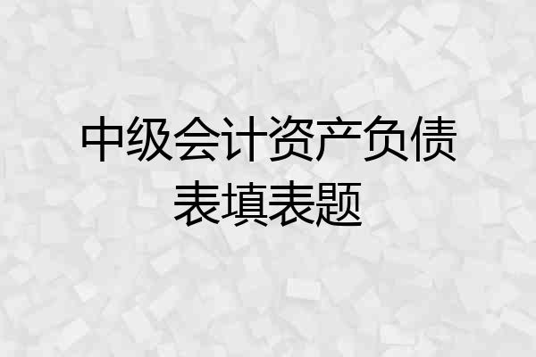 中级会计资产负债表填表题