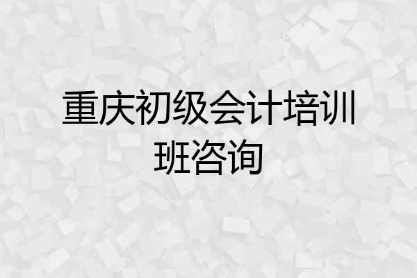 重庆初级会计培训班咨询