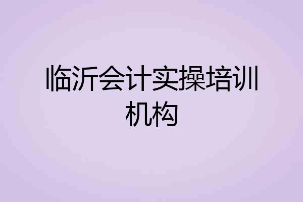 临沂会计实操培训机构