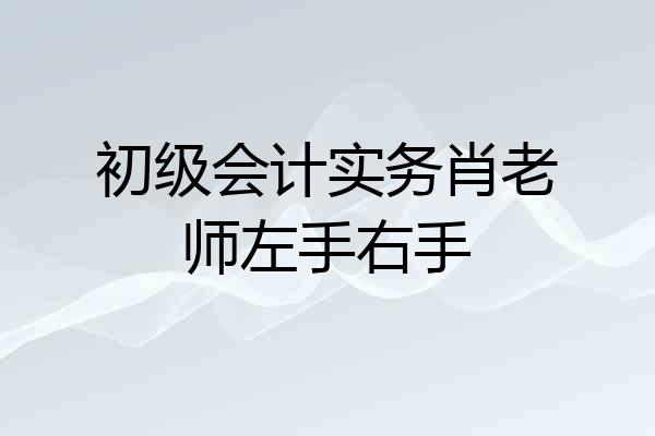 初级会计实务肖老师左手右手