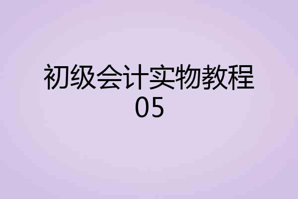 初级会计实物教程05
