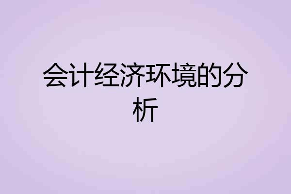 会计经济环境的分析