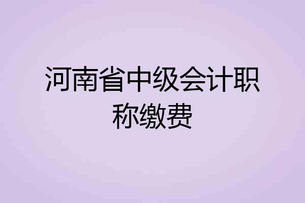 河南省中级会计职称缴费