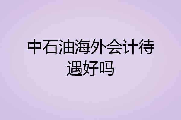 中石油海外会计待遇好吗