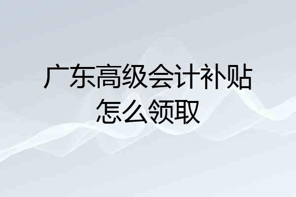 广东高级会计补贴怎么领取