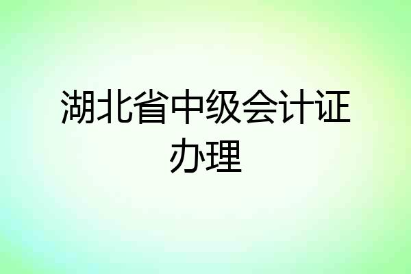 湖北省中级会计证办理