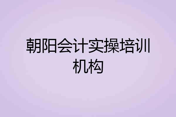 朝阳会计实操培训机构