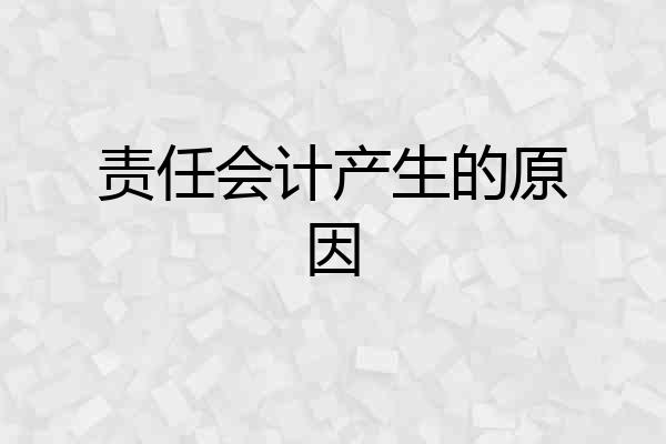 责任会计产生的原因