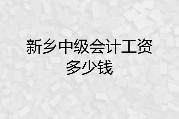 新乡中级会计工资多少钱