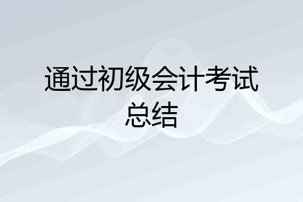 通过初级会计考试总结