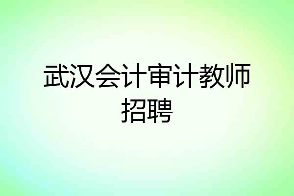 武汉会计审计教师招聘