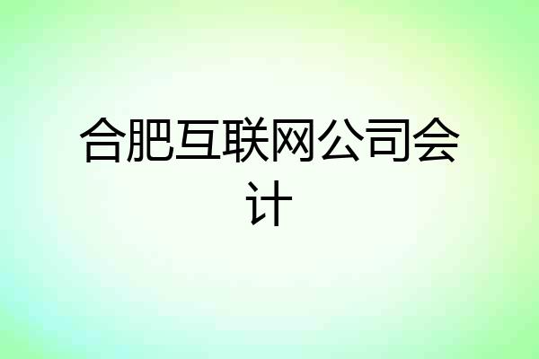 合肥互联网公司会计