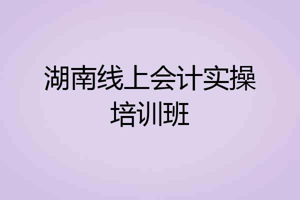 湖南线上会计实操培训班