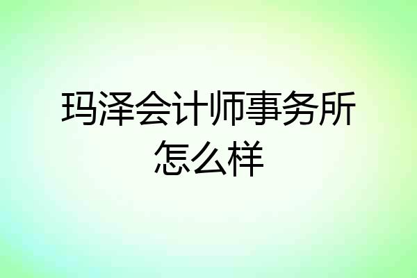 玛泽会计师事务所怎么样