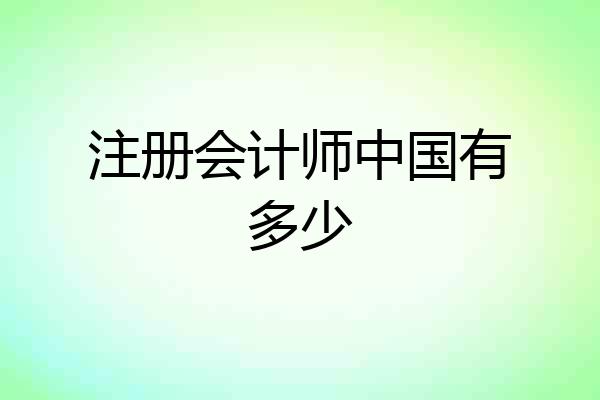 注册会计师中国有多少