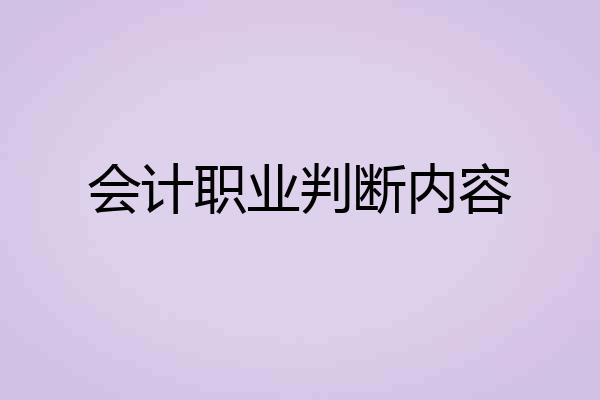 会计职业判断内容