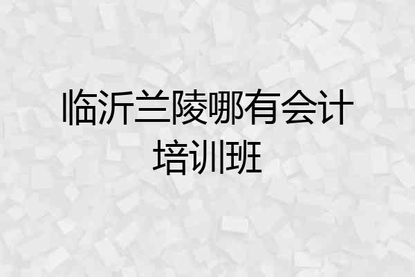 临沂兰陵哪有会计培训班