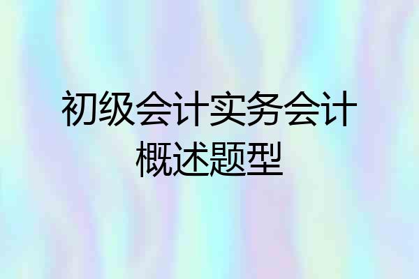 初级会计实务会计概述题型