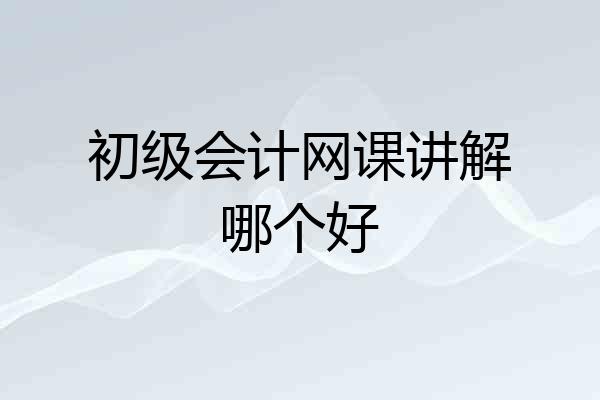 初级会计网课讲解哪个好