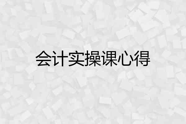 会计实操课心得