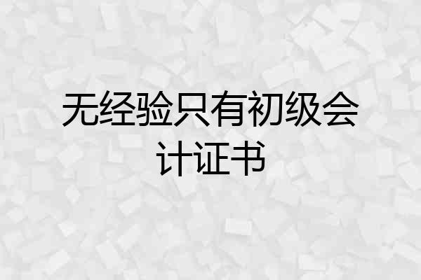 无经验只有初级会计证书