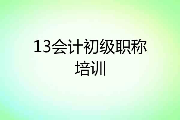 13会计初级职称培训