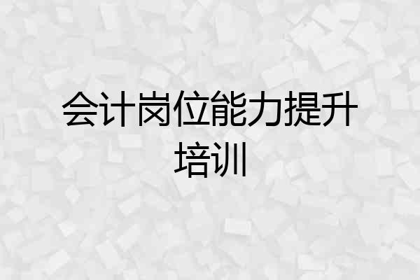 会计岗位能力提升培训
