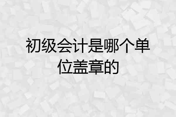 初级会计是哪个单位盖章的
