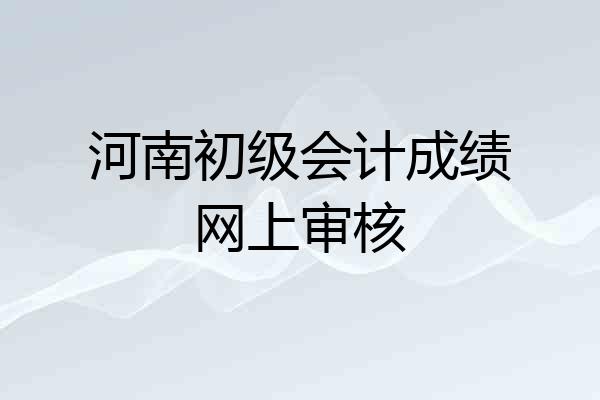 河南初级会计成绩网上审核
