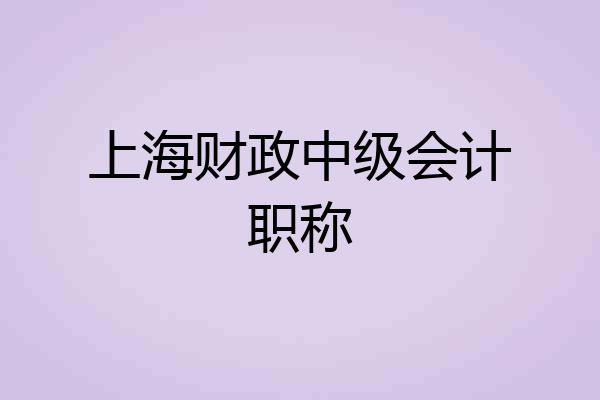上海财政中级会计职称