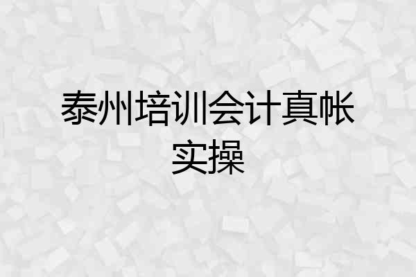 泰州培训会计真帐实操